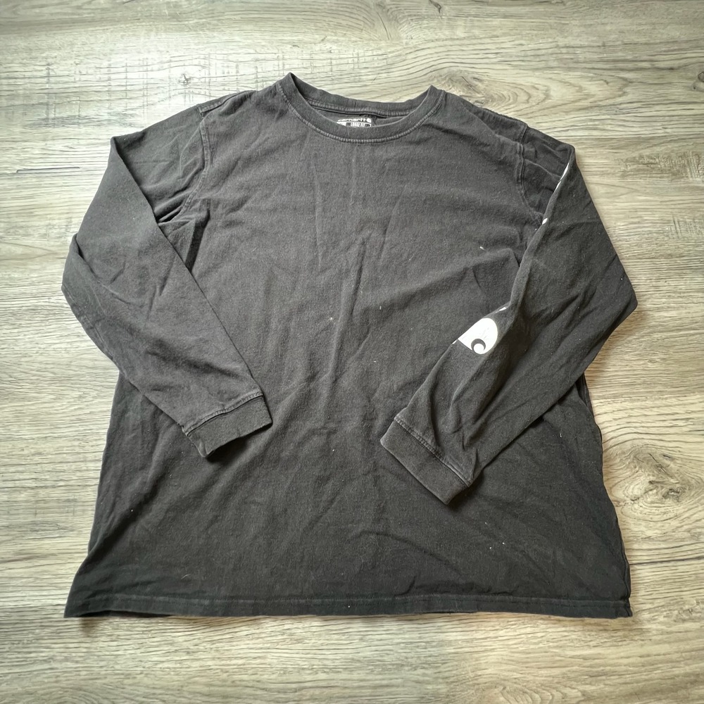 Carhartt Graphic Sleeve T-Shirt Mens XL Black Loose Fit Cotton TK023W Longsleeve